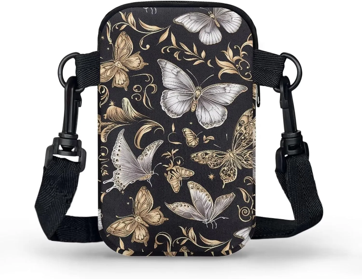 Small Crossbody Bags for Women Peacock Birds Cell Phone Purses, Skulls Print Sling Handbags Travel Pouch Wallet