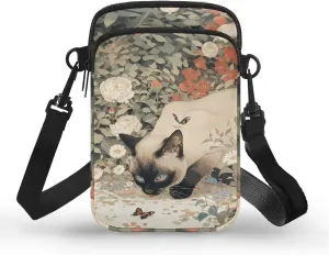 Small Crossbody Bags for Women Peacock Birds Cell Phone Purses, Skulls Print Sling Handbags Travel Pouch Wallet