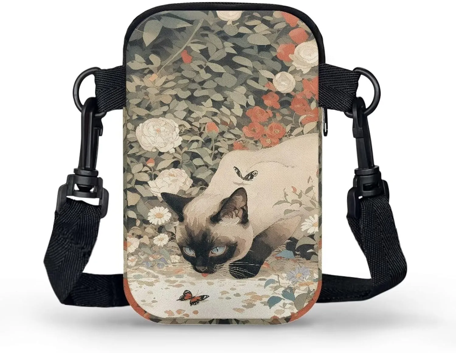 Small Crossbody Bags for Women Peacock Birds Cell Phone Purses, Skulls Print Sling Handbags Travel Pouch Wallet