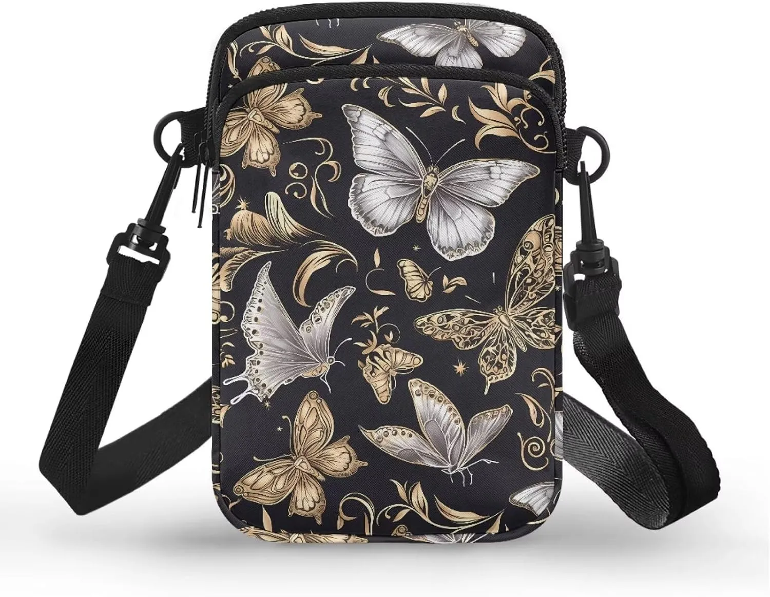 Small Crossbody Bags for Women Peacock Birds Cell Phone Purses, Skulls Print Sling Handbags Travel Pouch Wallet