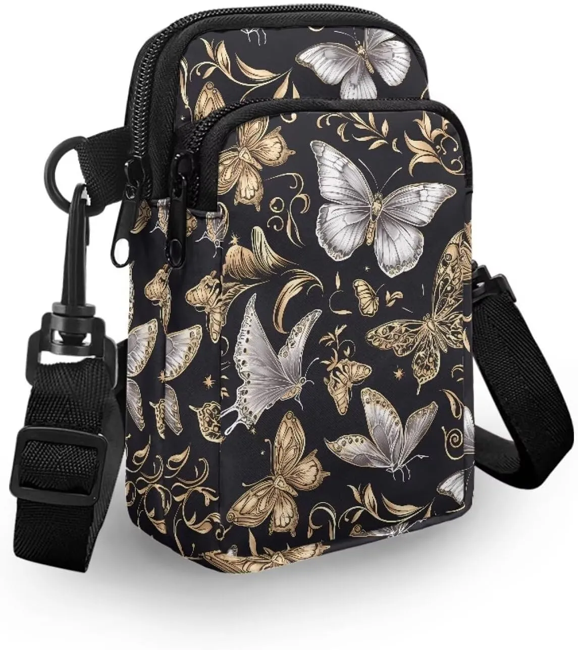 Small Crossbody Bags for Women Peacock Birds Cell Phone Purses, Skulls Print Sling Handbags Travel Pouch Wallet