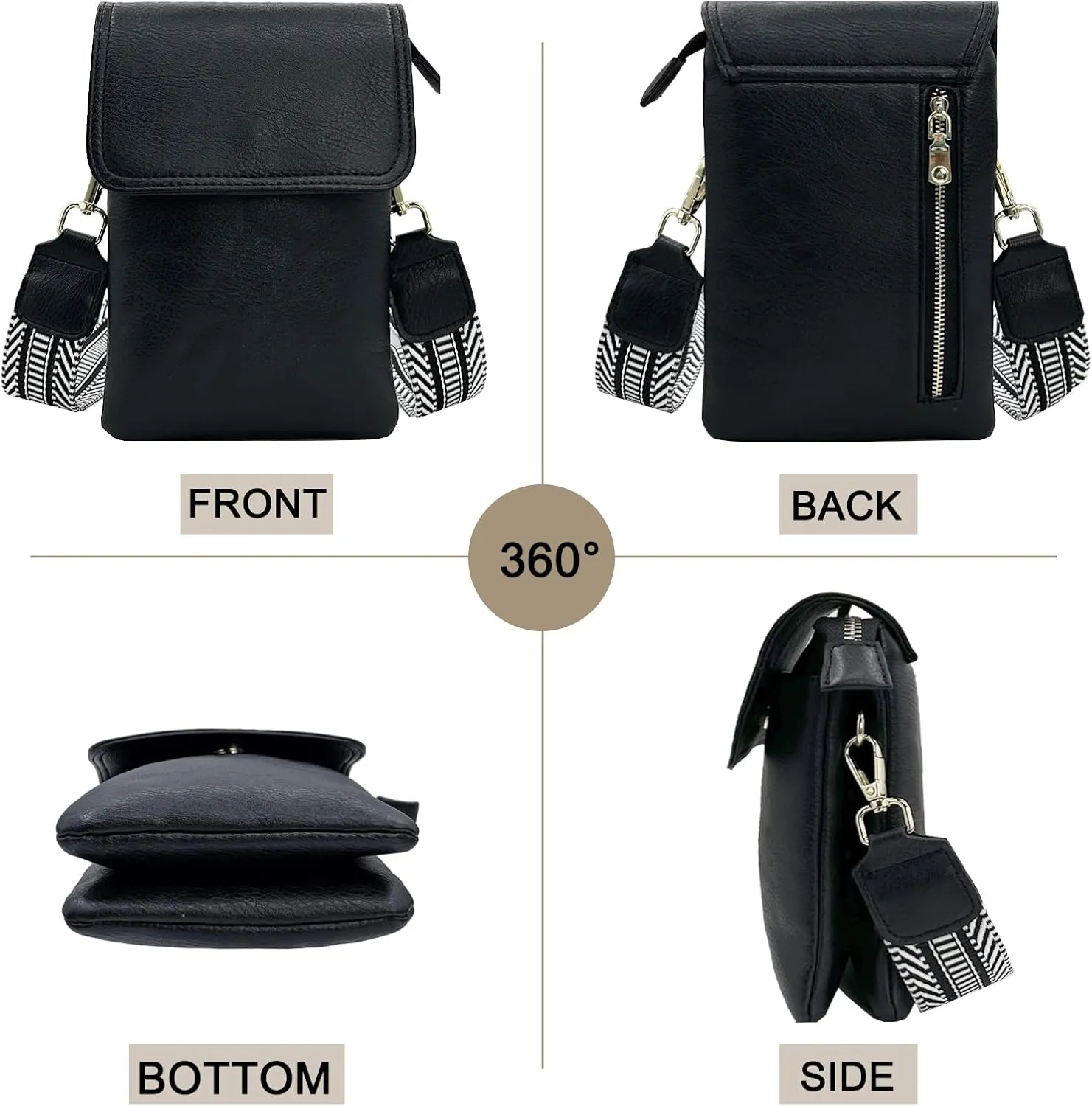 Small Crossbody Cell Phone Bags for Women Designer Girls Vegan Leather Cell Phone Purses with 2 Adjustable Straps