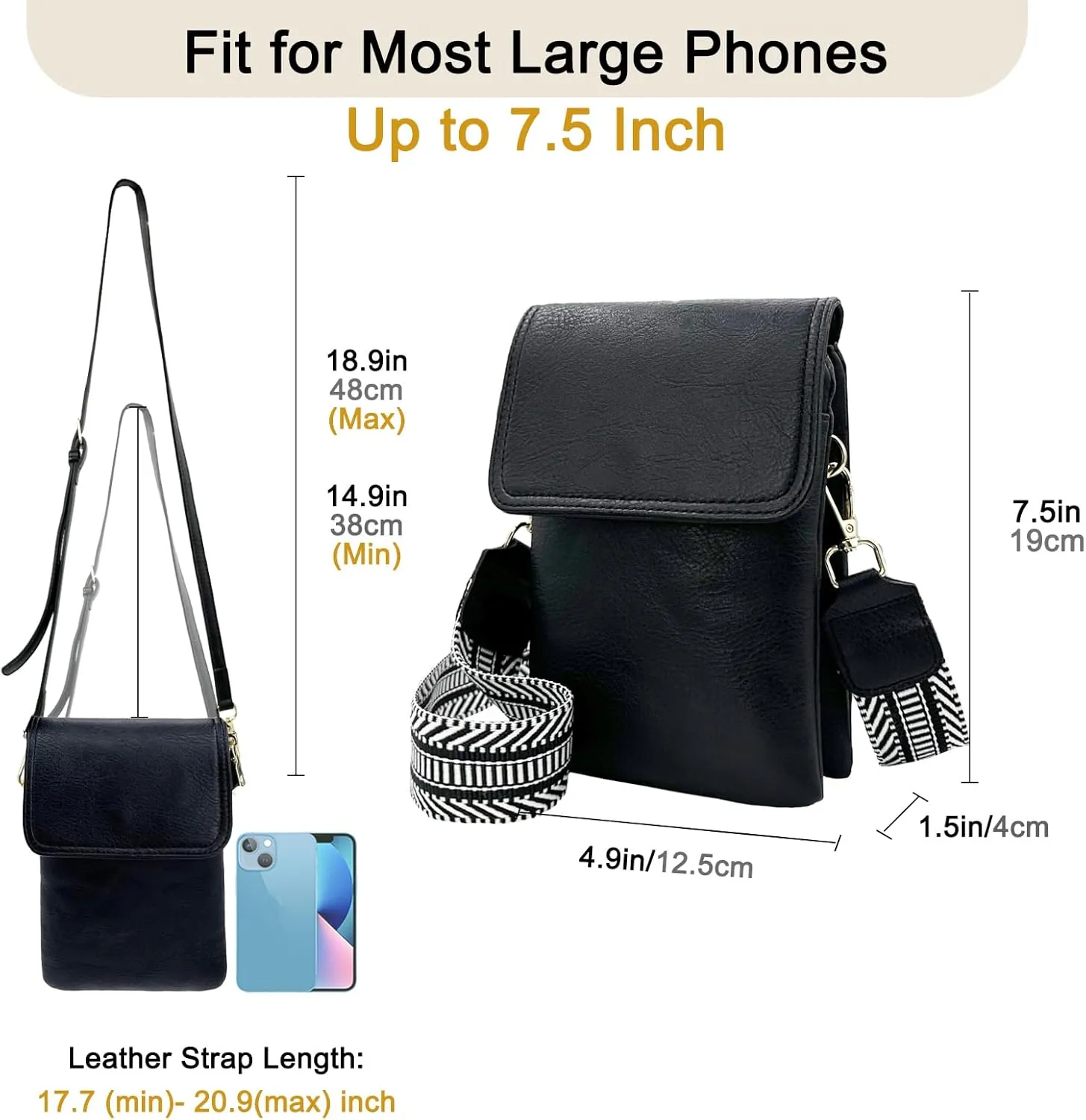 Small Crossbody Cell Phone Bags for Women Designer Girls Vegan Leather Cell Phone Purses with 2 Adjustable Straps