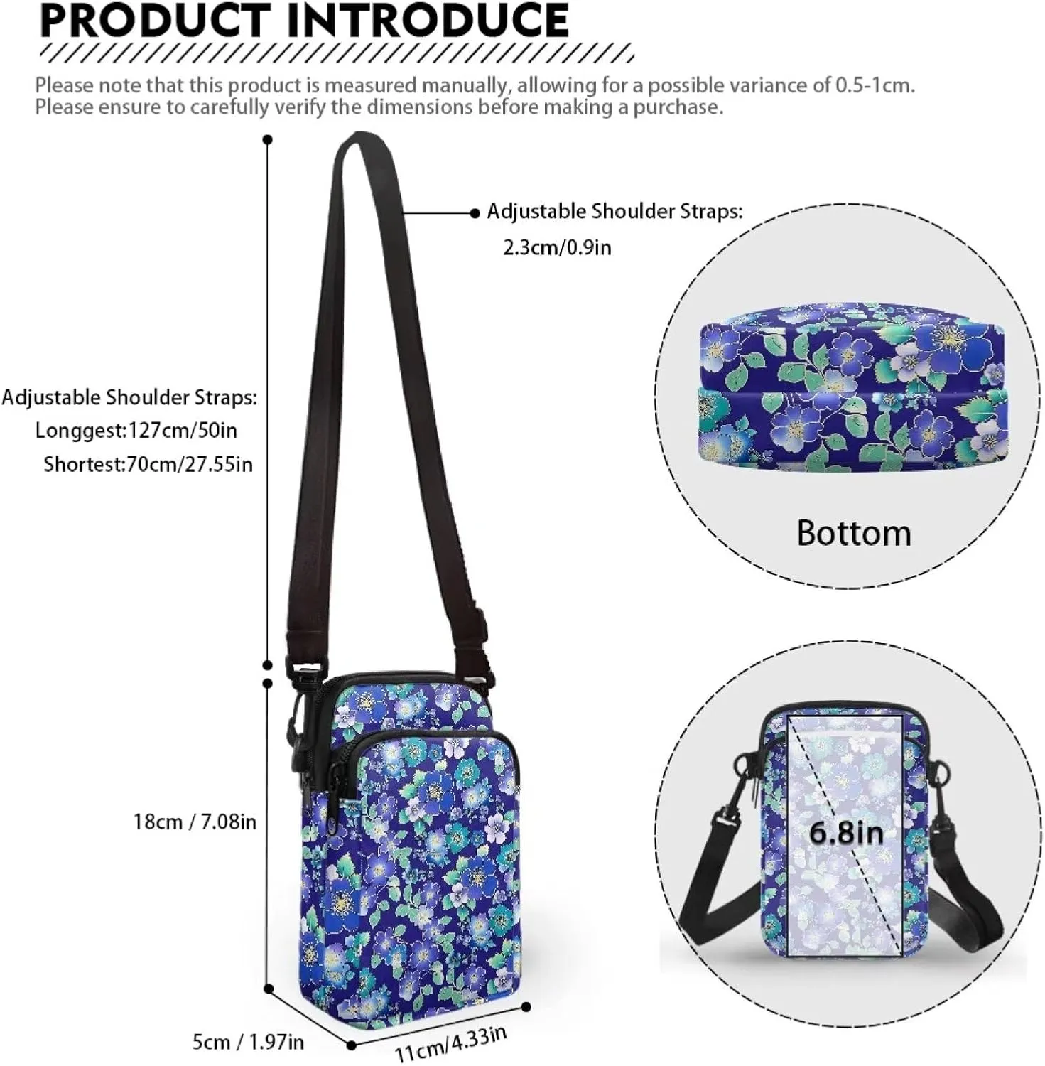 Small Crossbody Purse Butterfly Zipper Cell Phone Bag, Puppy Dog Print Mini Shoulder Purse Bags with Shoulder Strap