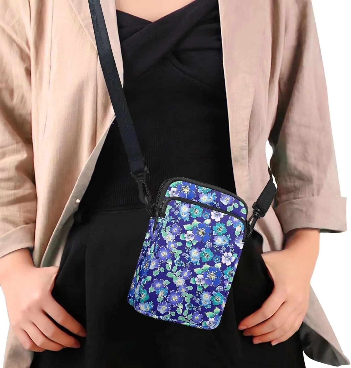 Small Crossbody Purse Butterfly Zipper Cell Phone Bag, Puppy Dog Print Mini Shoulder Purse Bags with Shoulder Strap