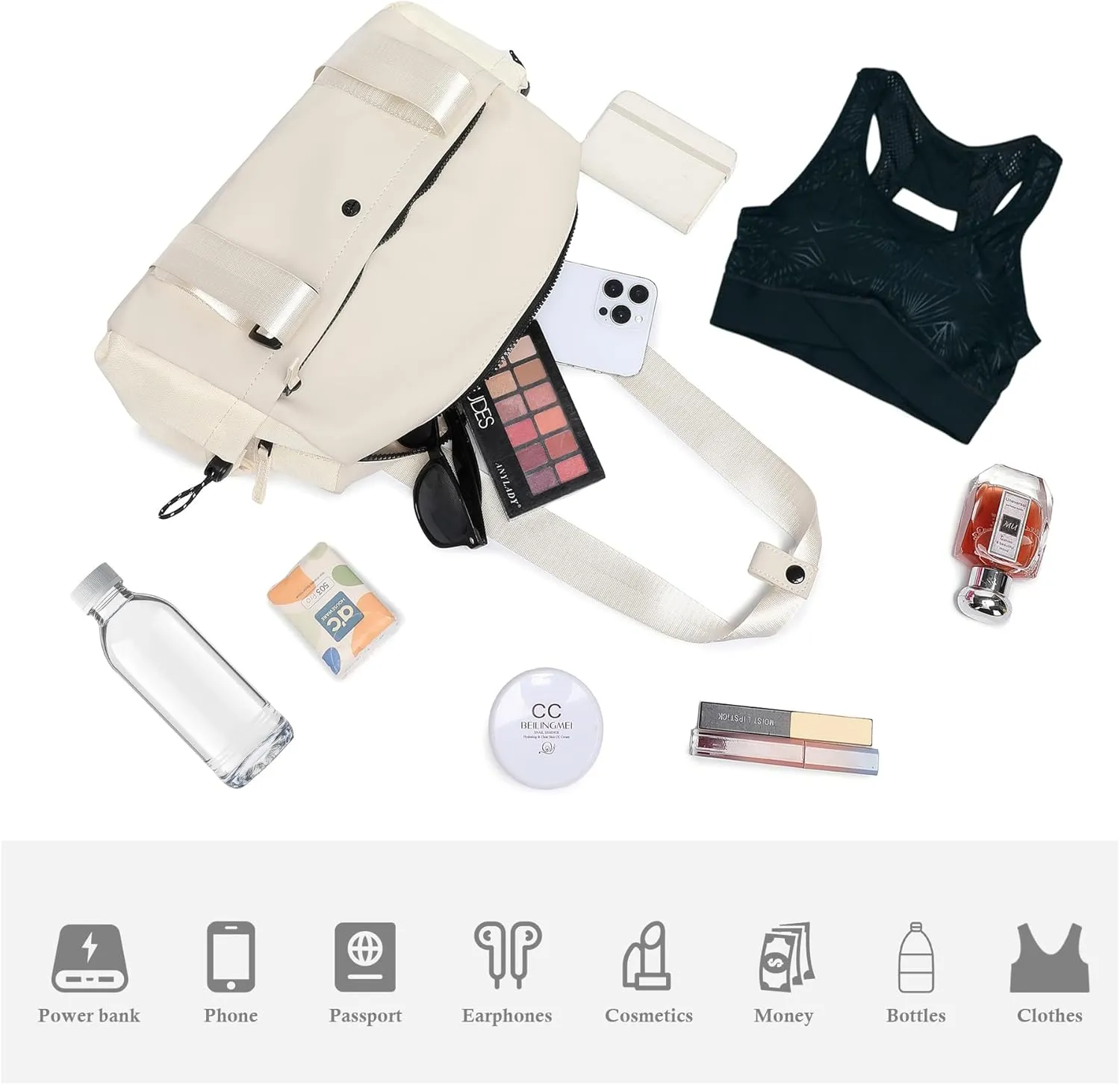 Small Gym Bag For Women Mini Gym Duffle Bag with Wet Compartment Waterproof Sports（Beige Small）