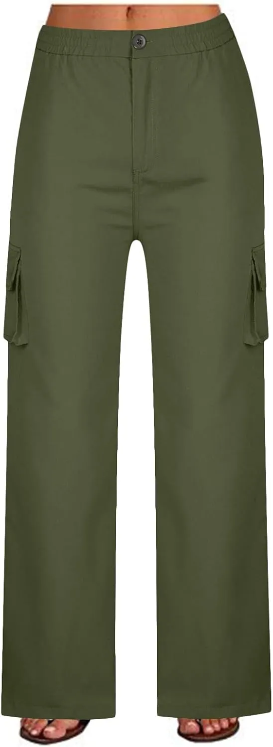 SMIDOW Plus Size Cargo Pants for Women Casual Loose Military Army Combat Work Pant Trousers with Pockets
