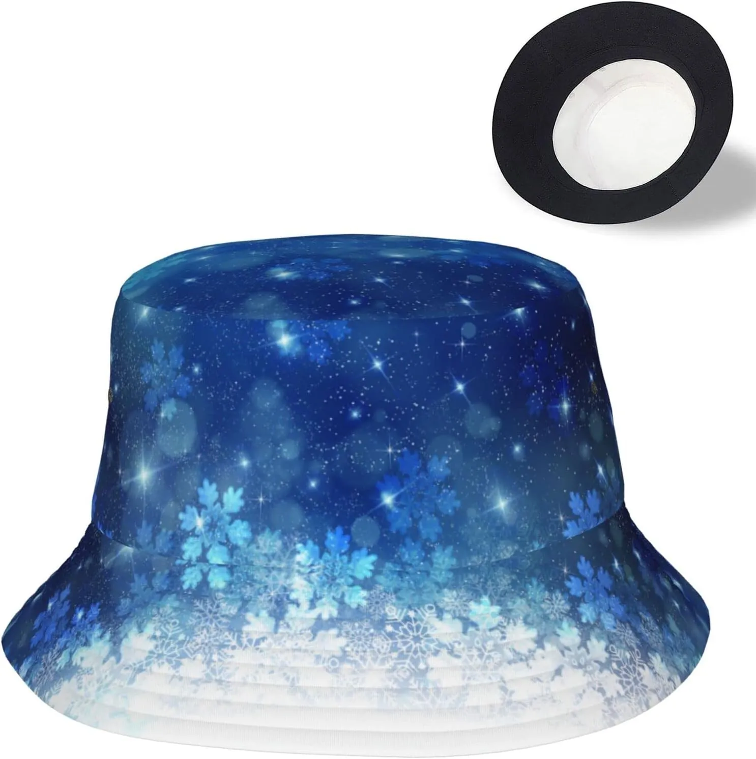 Snowflakes Bucket Hats for Women Summer Sun Beach Travel Outdoor Fishing Cap Men Bucket Hat