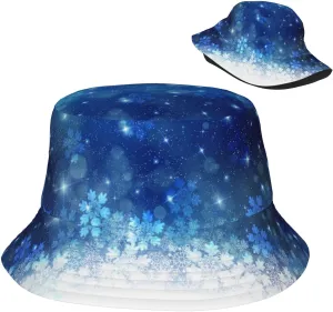 Snowflakes Bucket Hats for Women Summer Sun Beach Travel Outdoor Fishing Cap Men Bucket Hat