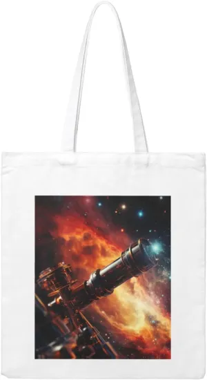 Space Galaxy with Telescope Print Canvas Tote Bag Aesthetic Reusable Grocery Shopping Bags Shoulder Bag Book Tote