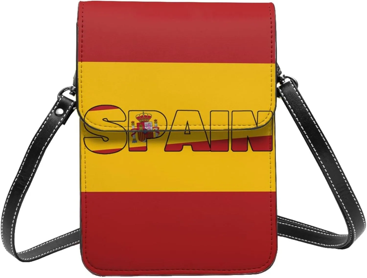Spain Flag Spanish Women Crossbody Bags Leather Cell Phone Purse Adjustable Shoulder Bags