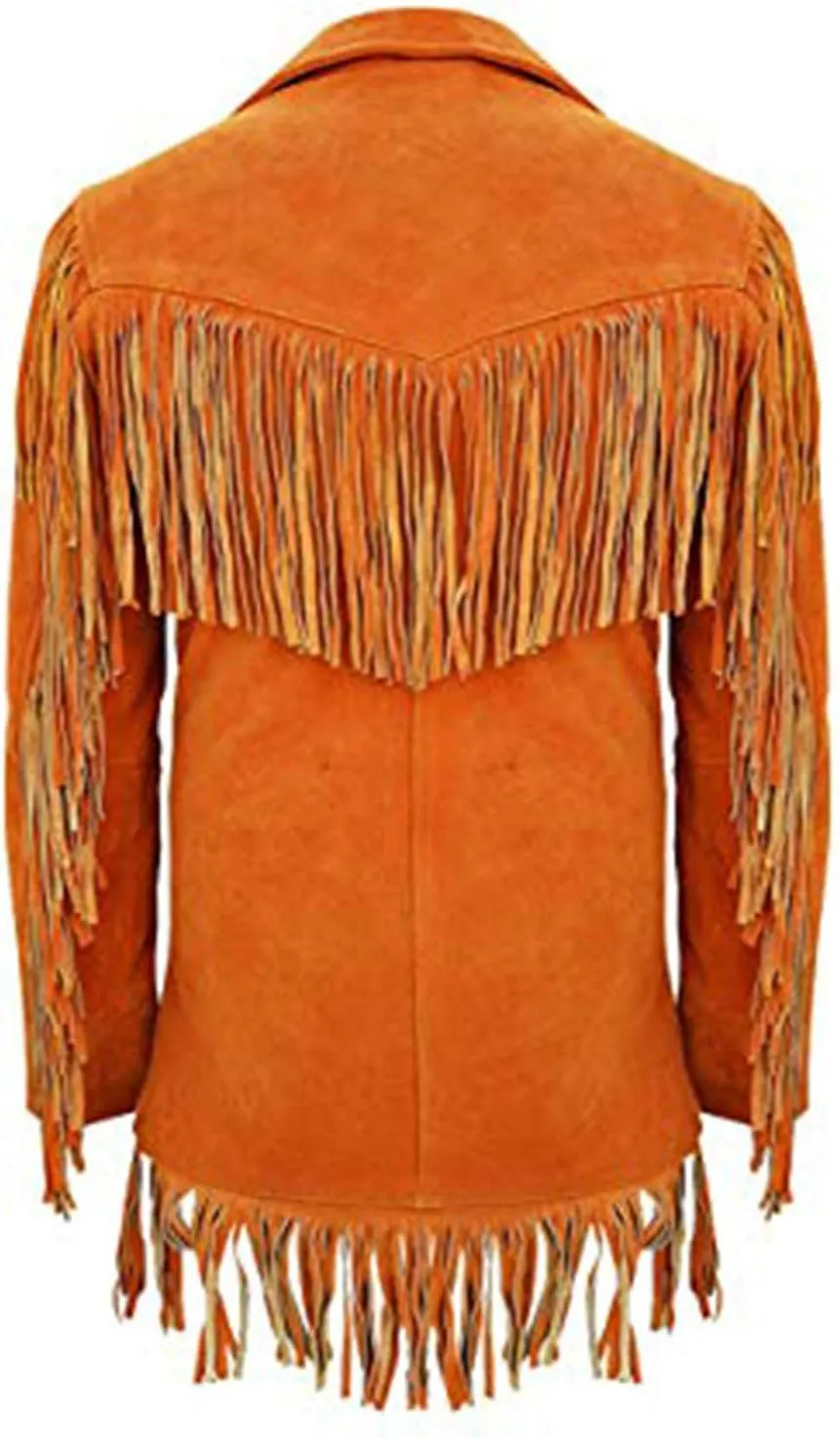 SpazeUp Women's Native American Western Suede Jacket - Cowgirl Brown Suede Leather Fringe Jacket Women