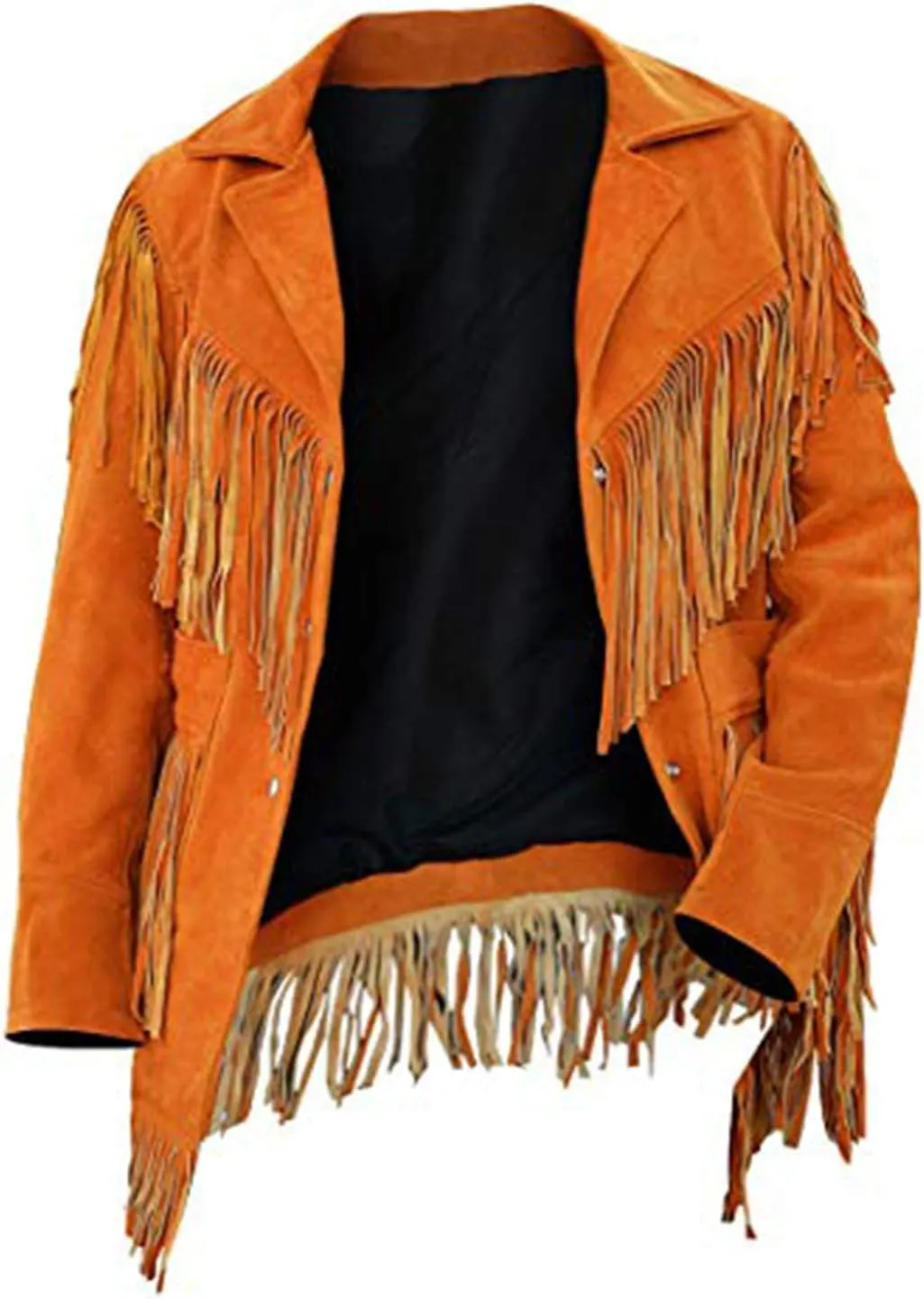 SpazeUp Women's Native American Western Suede Jacket - Cowgirl Brown Suede Leather Fringe Jacket Women