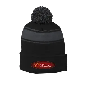 Sport-Tek - Stripe Pom Pom Beanie. STC28.