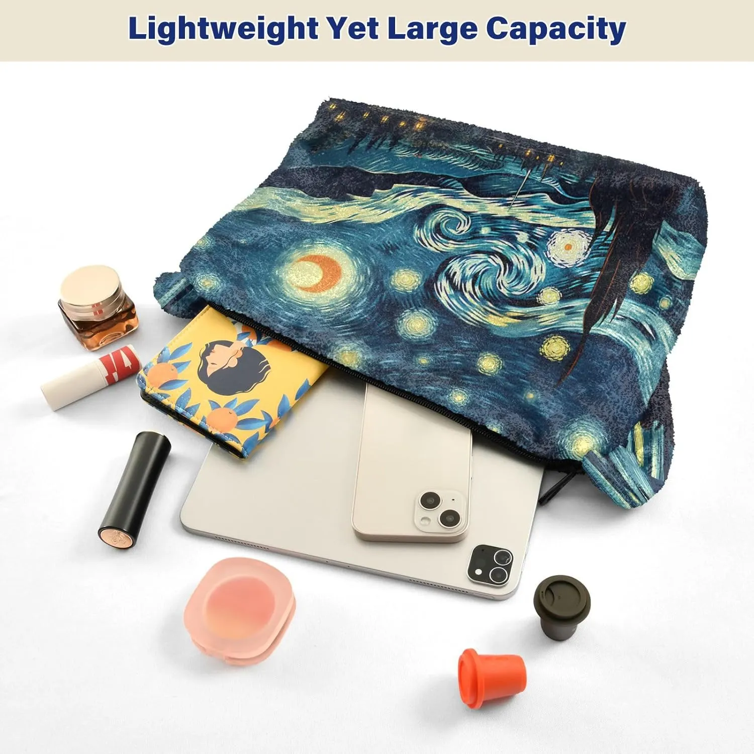 Starry Night with Sand and Moon Plush Tote Bag, Plush Hand Bag, Tote Bag Young Women