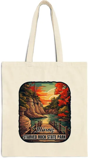 Starved Rock State Park Illinois Cotton Tote Bag for Women Men Casual Tote Bag Cloth Canvas Shopping Bags with Handles Cute Bags Everyday Use 15" x 16" Aesthetic Gift ID44997