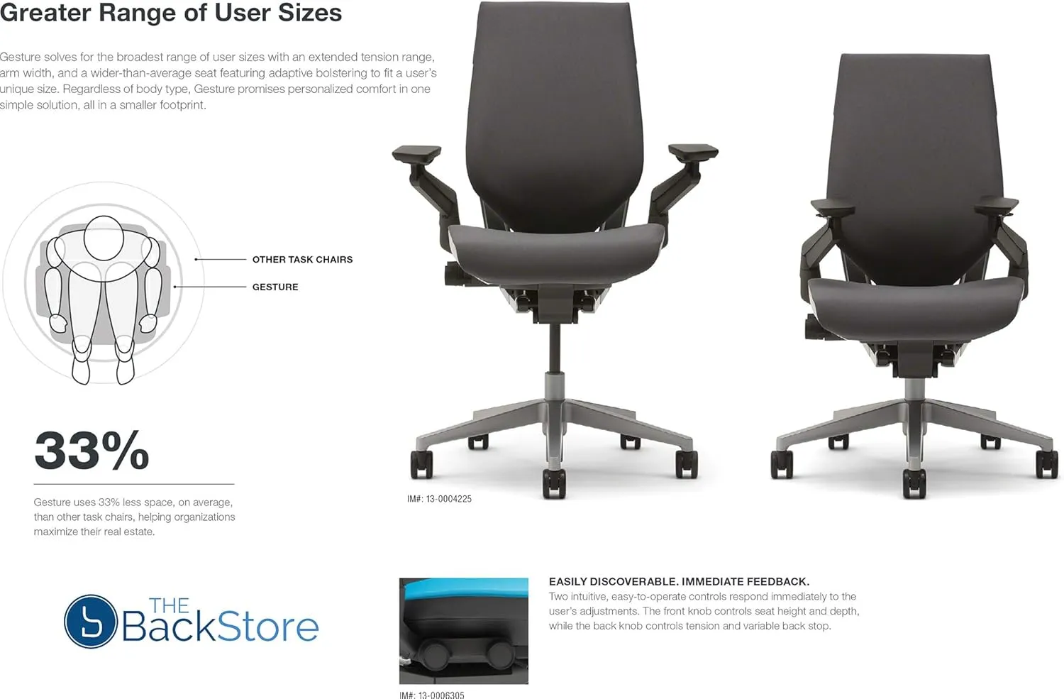 Steelcase Gesture Office Desk Chair with Headrest in Elmosoft Genuine Espresso L133 Leather Plus Lumbar Support Platinum Metallic Frame with Seagull Seat/Back Merle Arms (Light/Light)