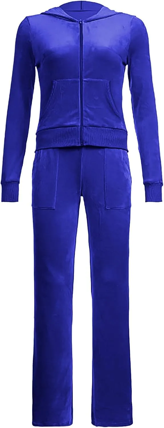 Stessotudo Lounge Sets for Women Zip Up Casual 2 Piece Pant Sets Long Sleeve Hooded Sweatshirts Comfy Velvet Fashion Outfits