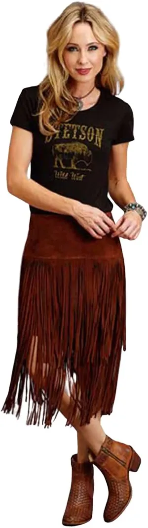 Stetson Women's Fringe Suede Skirt Brown 18