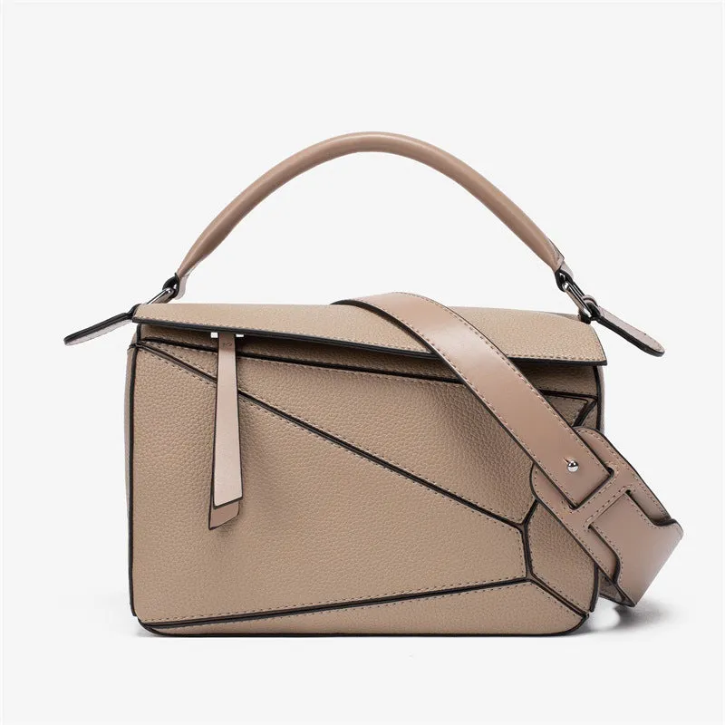 Stitching Geometric Lychee Pattern Lightweight Large Crossbody Bags