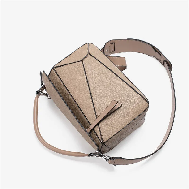 Stitching Geometric Lychee Pattern Lightweight Large Crossbody Bags
