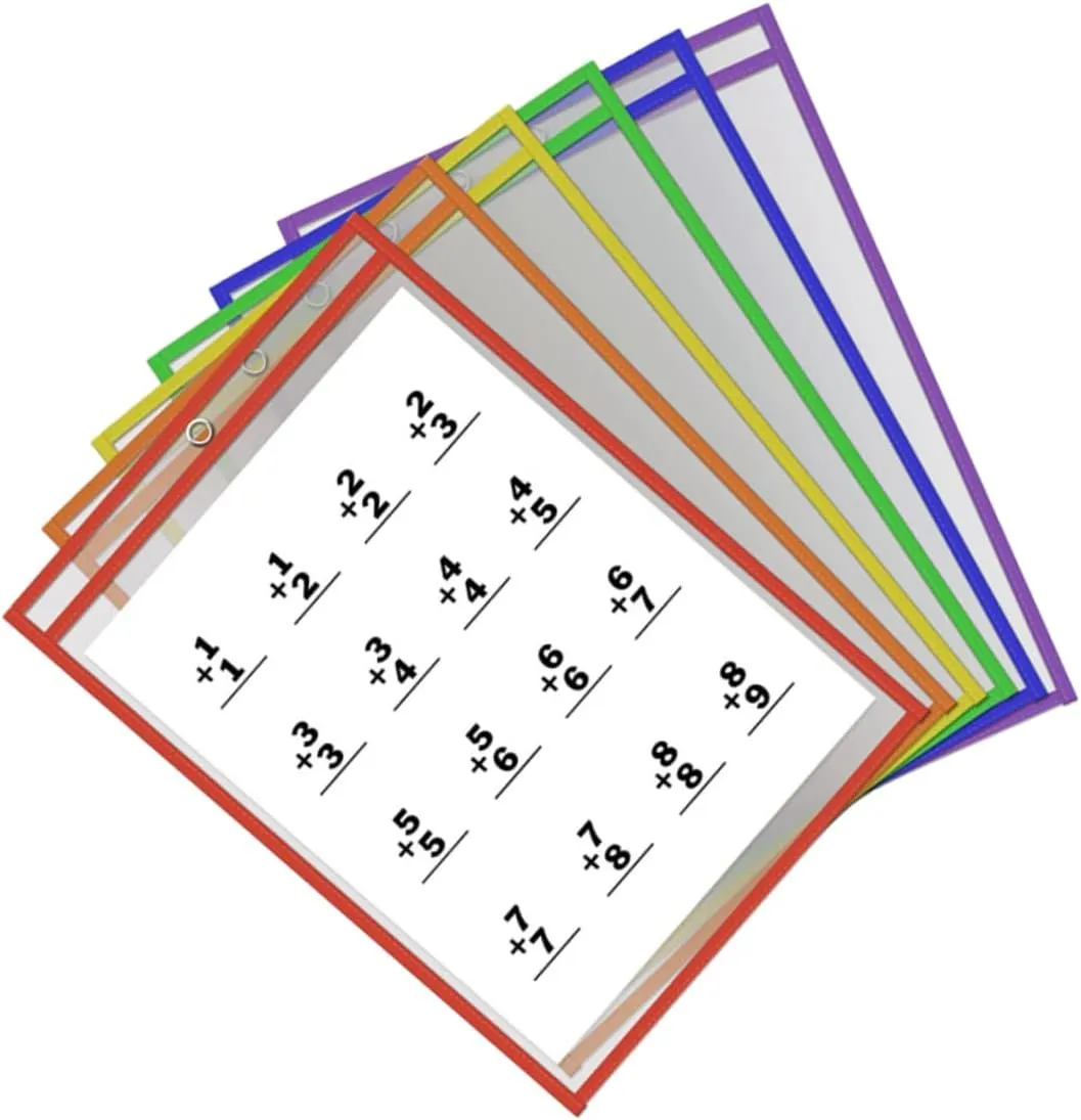 STOBOK Dry Wipe Pockets 6 Pack File Protector Bag Acid- Sheet Protectors Random Numbers Ideal for Binder Office