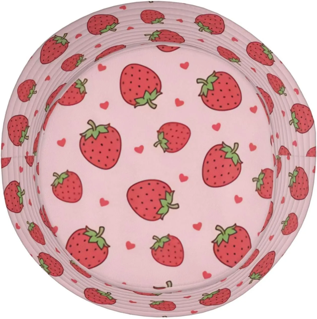 Strawberry Print Flat Unisex Fashion Packable Bucket Hat Sun Hat for Men Women