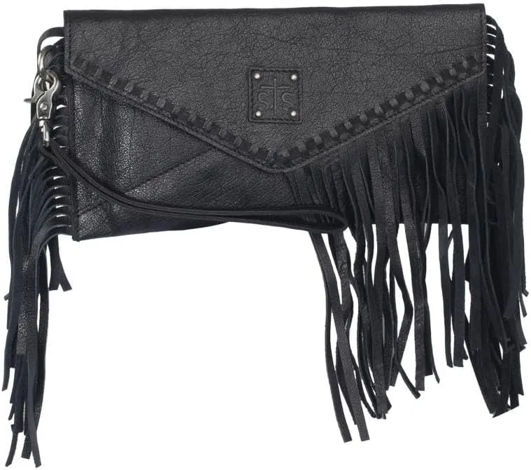 STS Ranchwear Womens Indie Black Buffalo Leather Clutch Bag