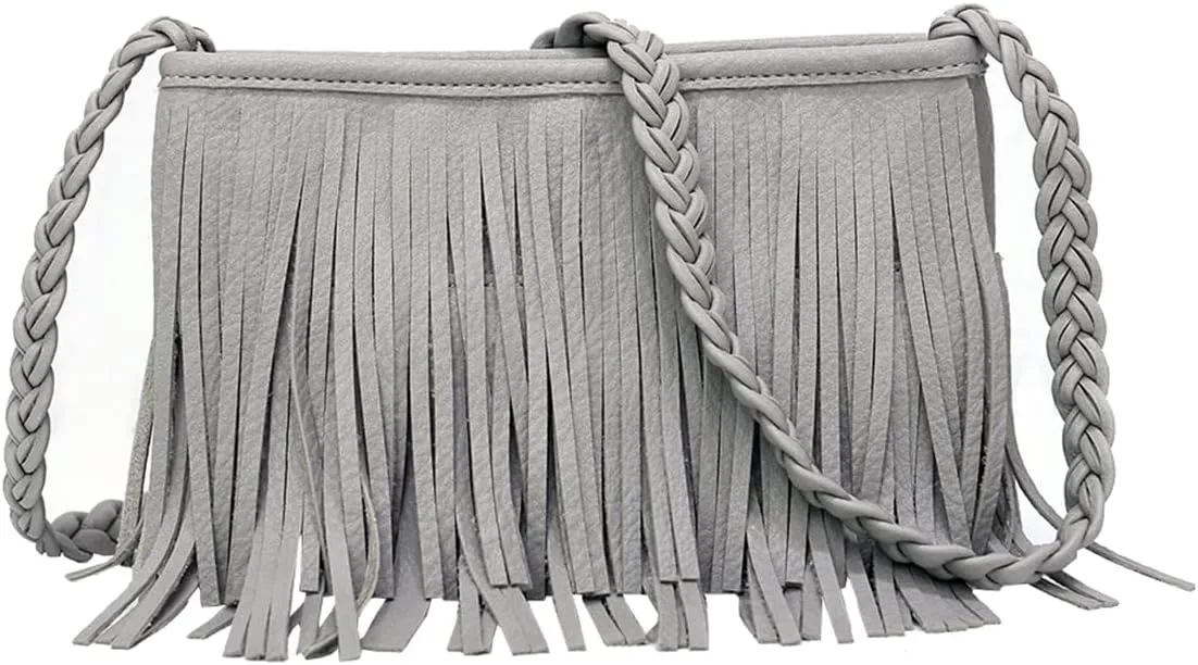 Stylish Fringe Crossbody Bag Bohemian Sling Bag Brown Lightweight Purse Hippie Small Shoulder bagTassel Leather