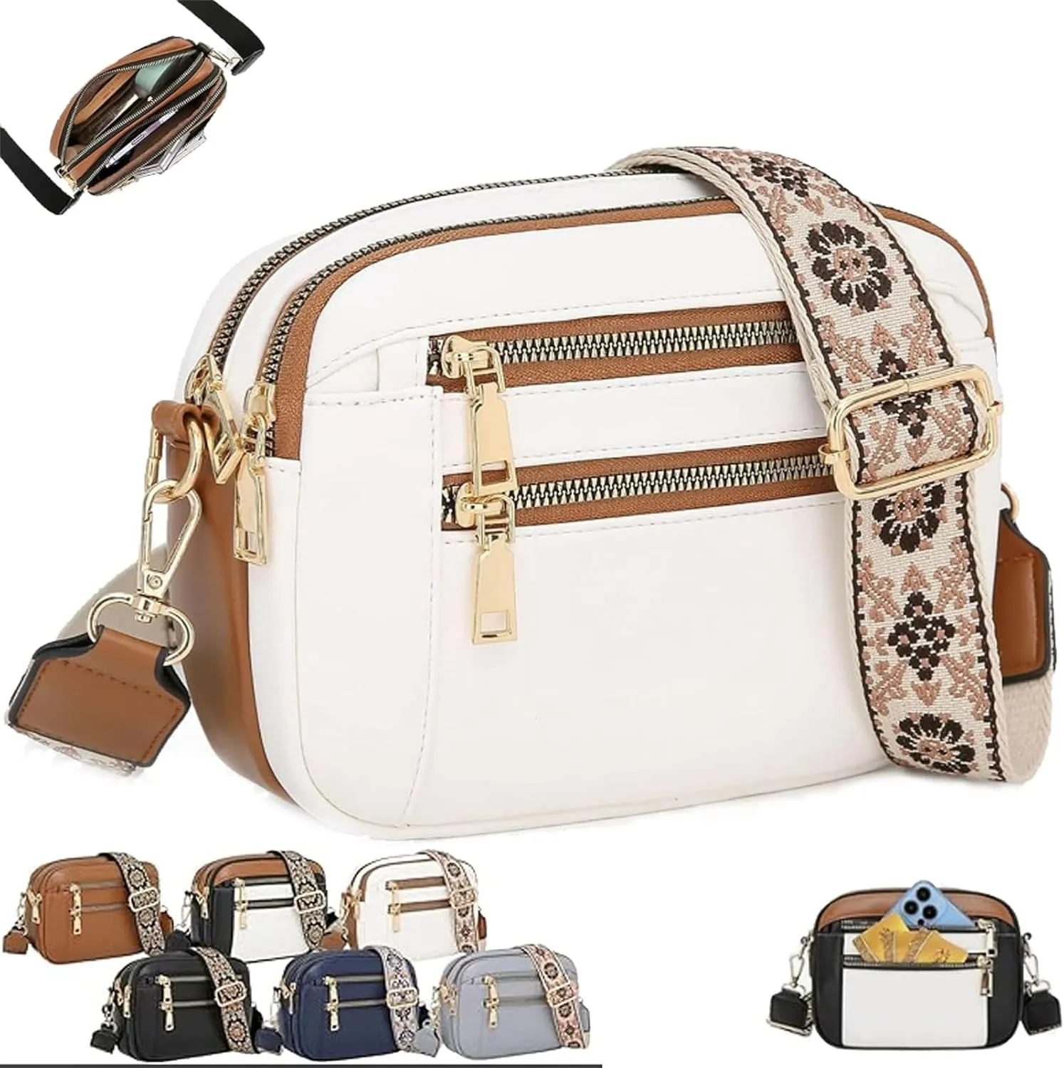 Substantiag Purse, Substantiag Crossbody Bags, Handmade Colorful Straps Crossbody Leather Bags & Purse, for Women