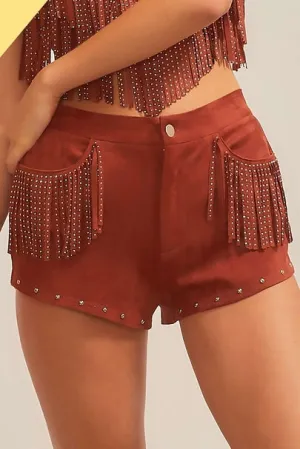 Suede Fringe Shorts