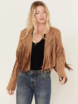 Suede Leather Cropped Fringe Jacket