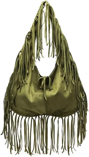 Suede Tote Bag for Women - Top Handle Fringe Shoulder Satchel and Purse - Stylish Handbag for Dating, Work, and Shopping