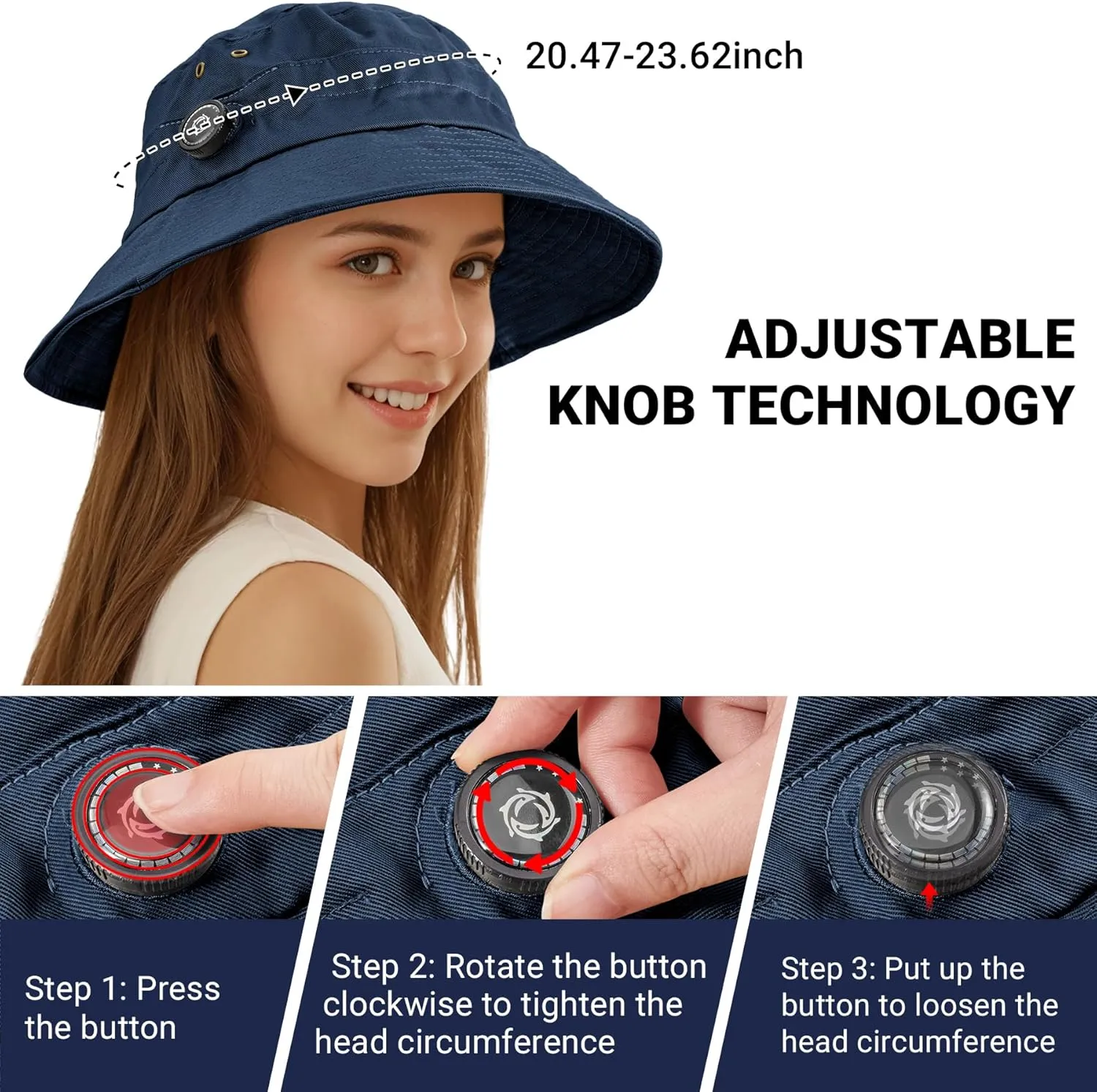 Sukeen Cotton Bucket Hat for Men Women Adjustable Knob Sun Hat UPF 50  Wide Brim Fishing Hat for Walking Daily Outdoor