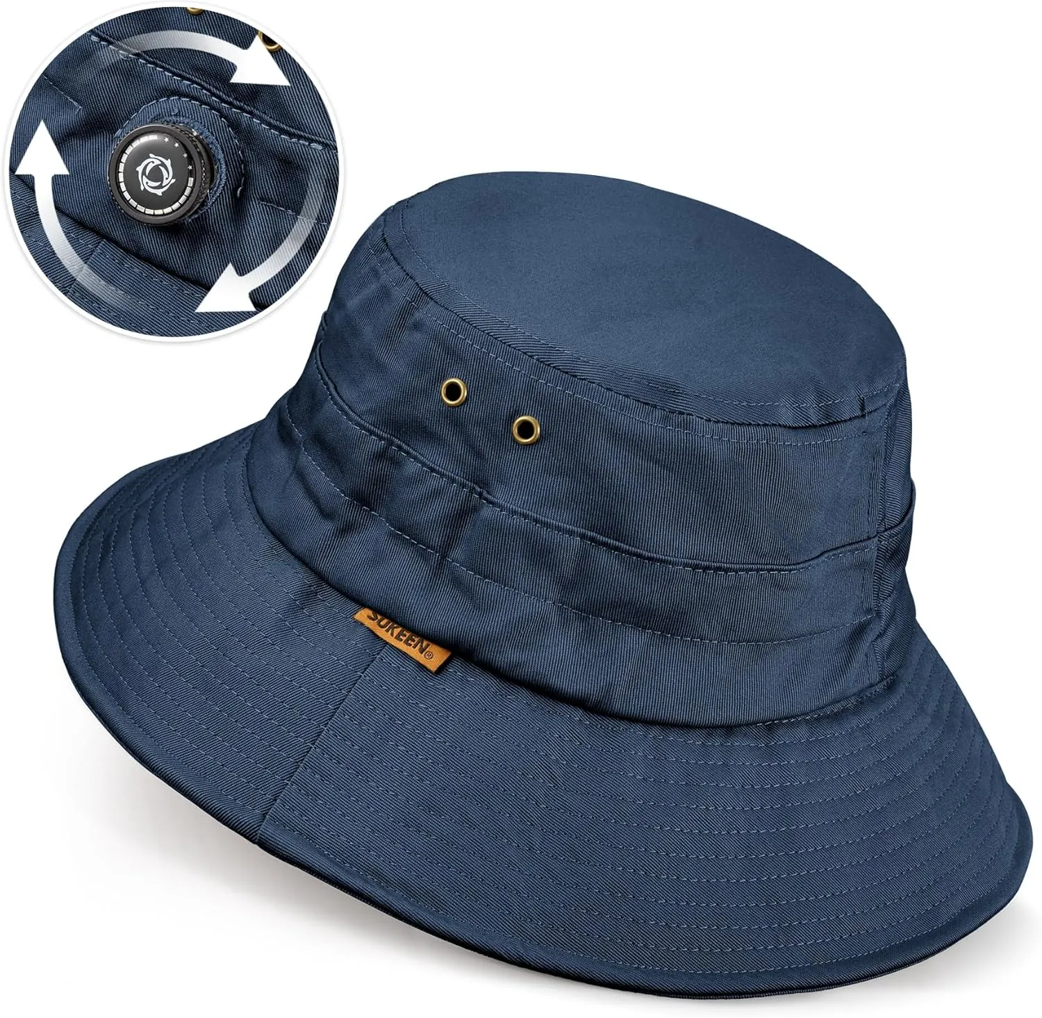 Sukeen Cotton Bucket Hat for Men Women Adjustable Knob Sun Hat UPF 50  Wide Brim Fishing Hat for Walking Daily Outdoor