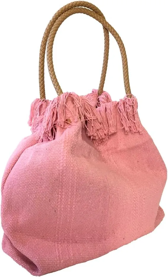 Summer Vibes Embroidered Canvas Beach Tote Bag