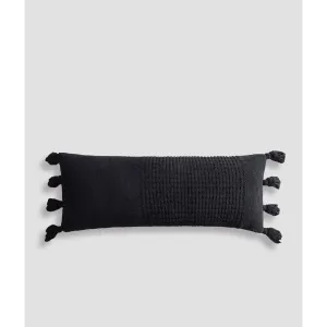 Sunday Citizen Black Braided Pom Pom Lumbar Pillow 36 x 14