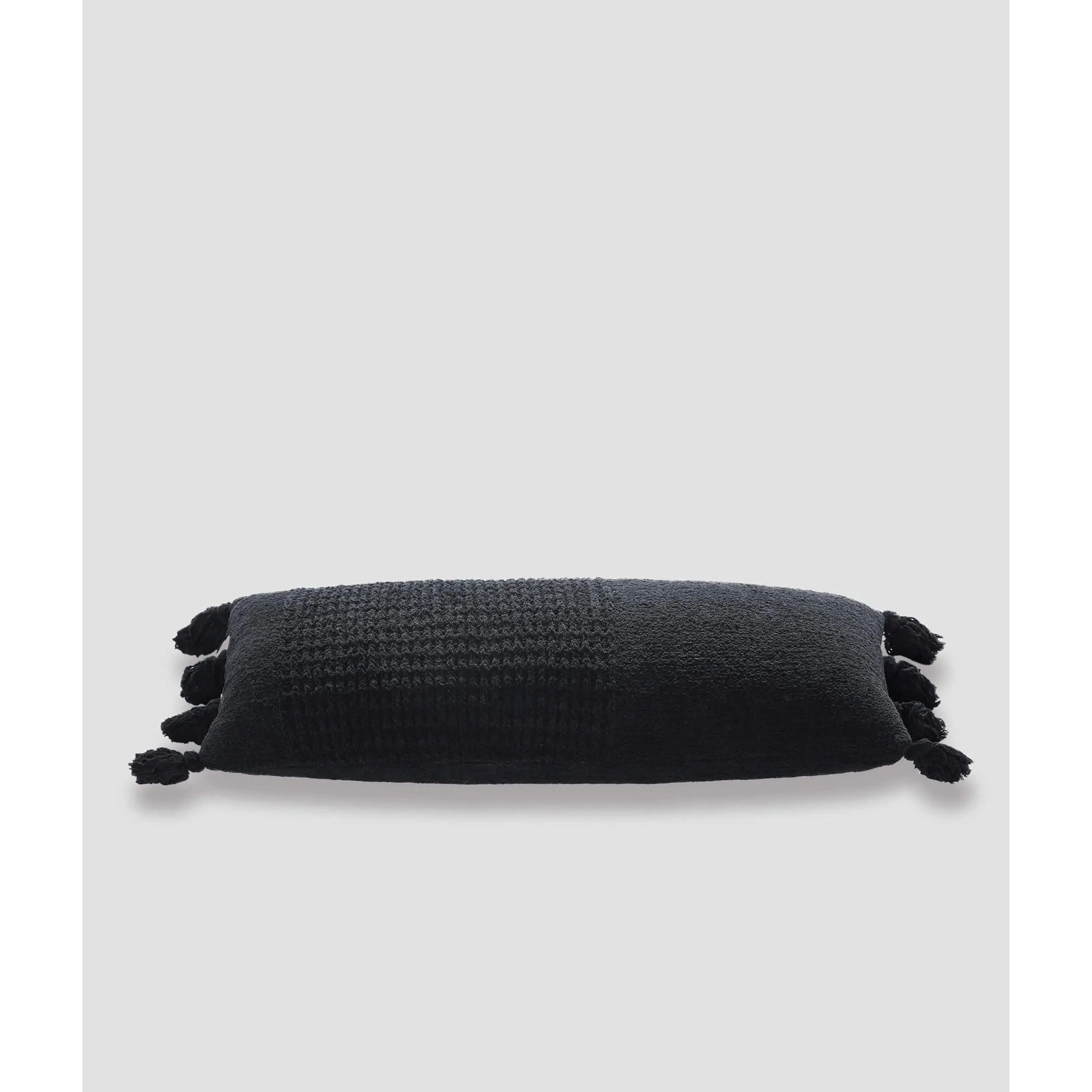 Sunday Citizen Black Braided Pom Pom Lumbar Pillow 36 x 14