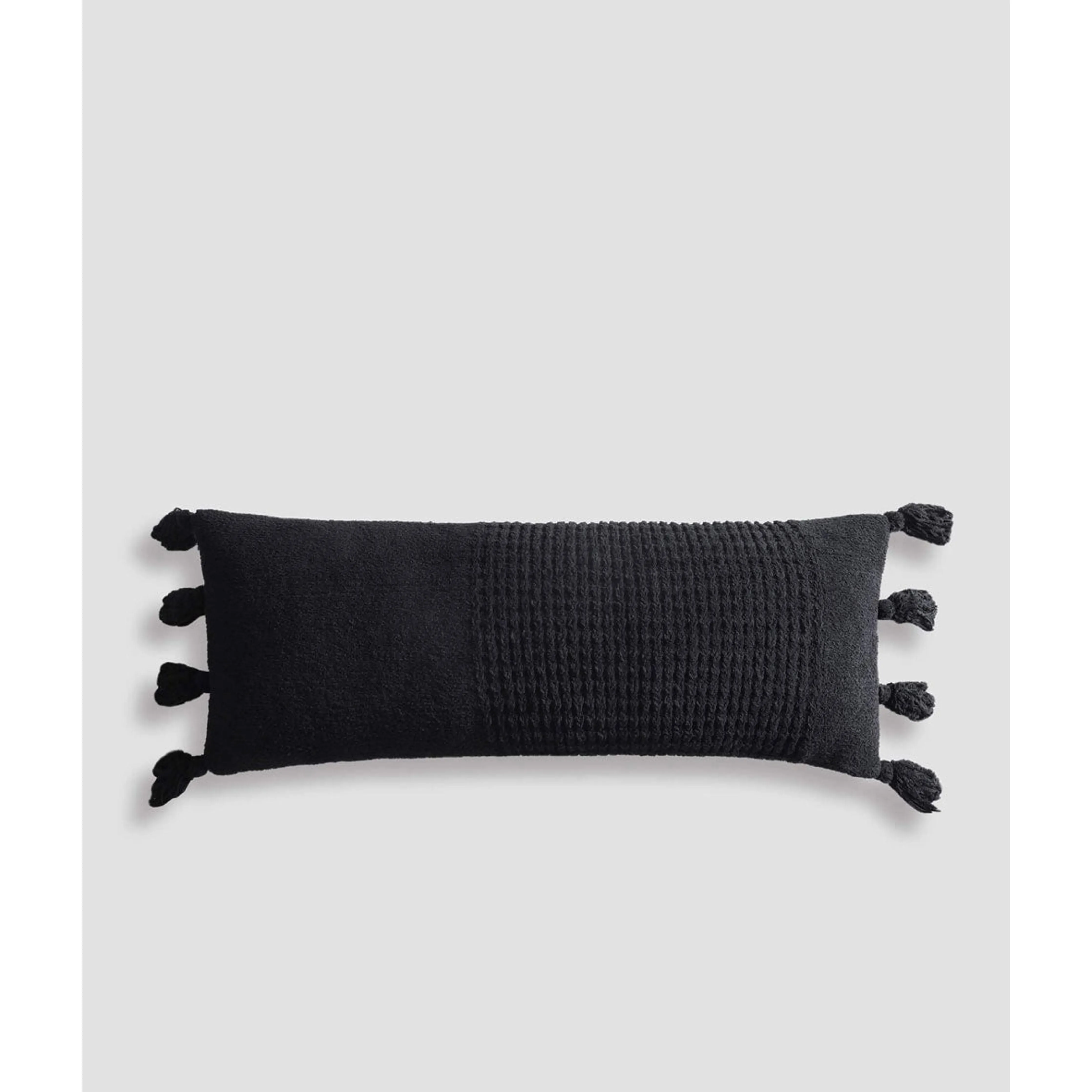 Sunday Citizen Black Braided Pom Pom Lumbar Pillow 36 x 14