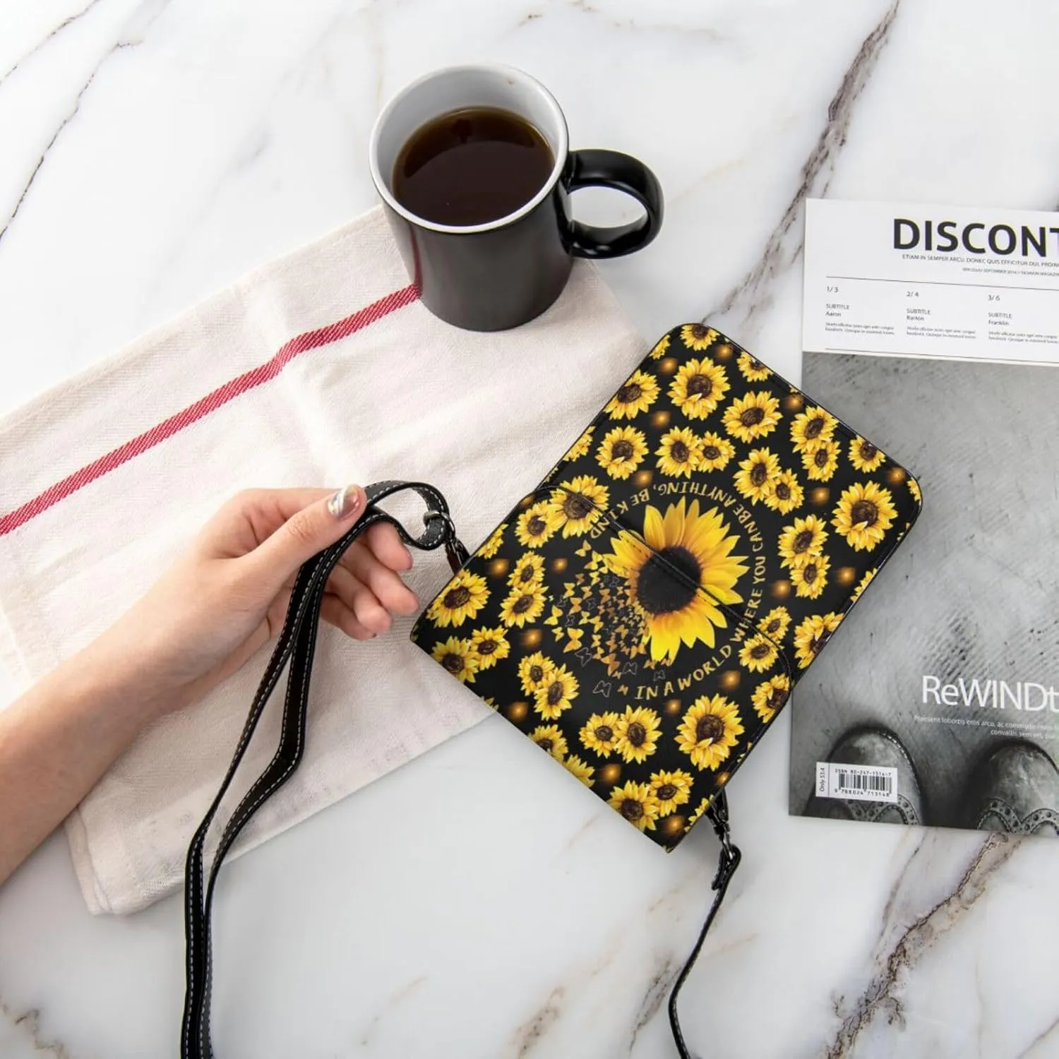 Sunflower Leather Crossbody Cell Phone Purse Small Wallet Bags Adjustable Phone Bag for Women