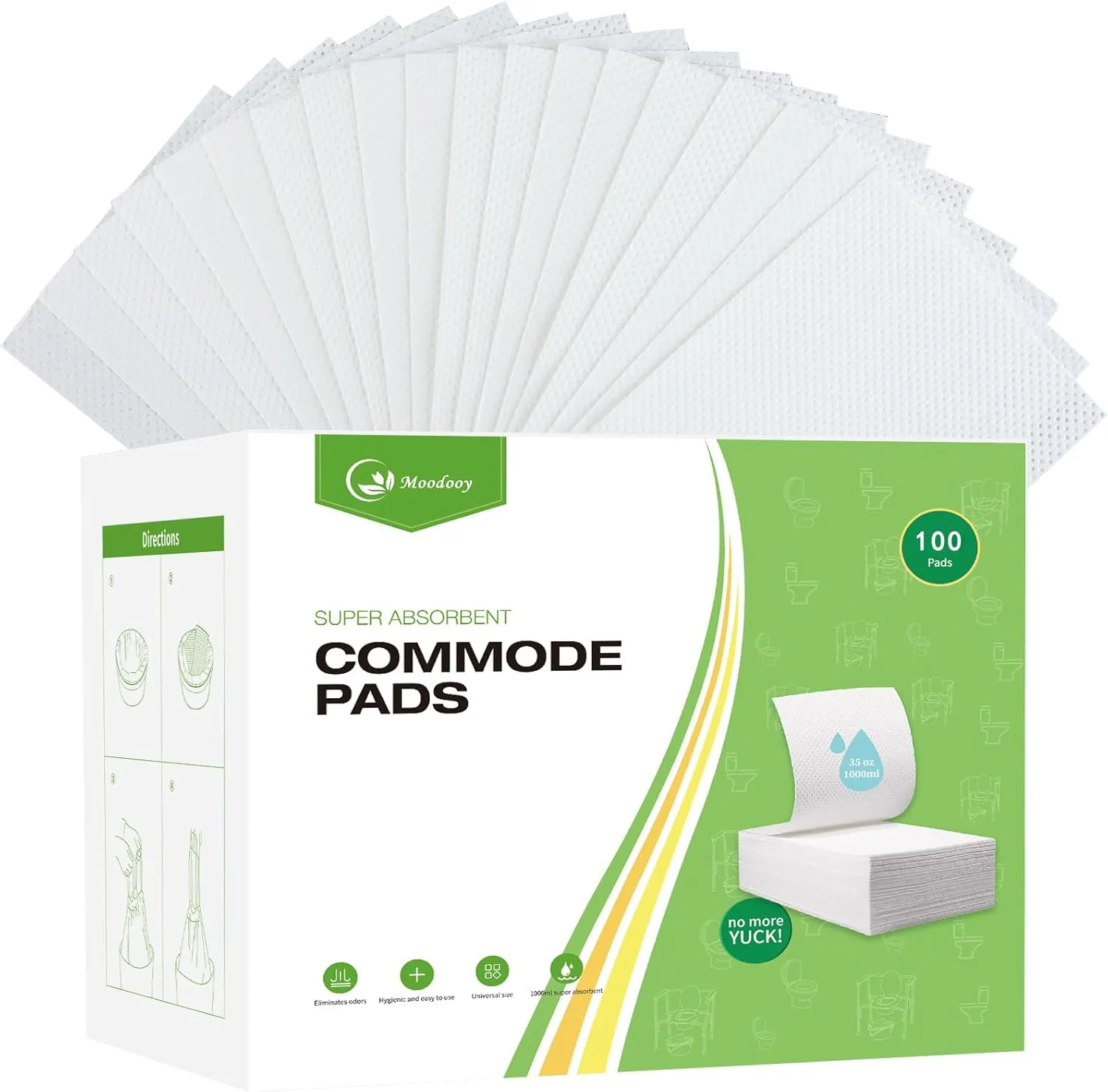 Super Absorbent Bedpan Liners Plus 60 Bedside Commode Bags for Adult Commode Chairs Toilet Bucket Universal fit for All Bedside Toilet pails Adult Potty Chairs