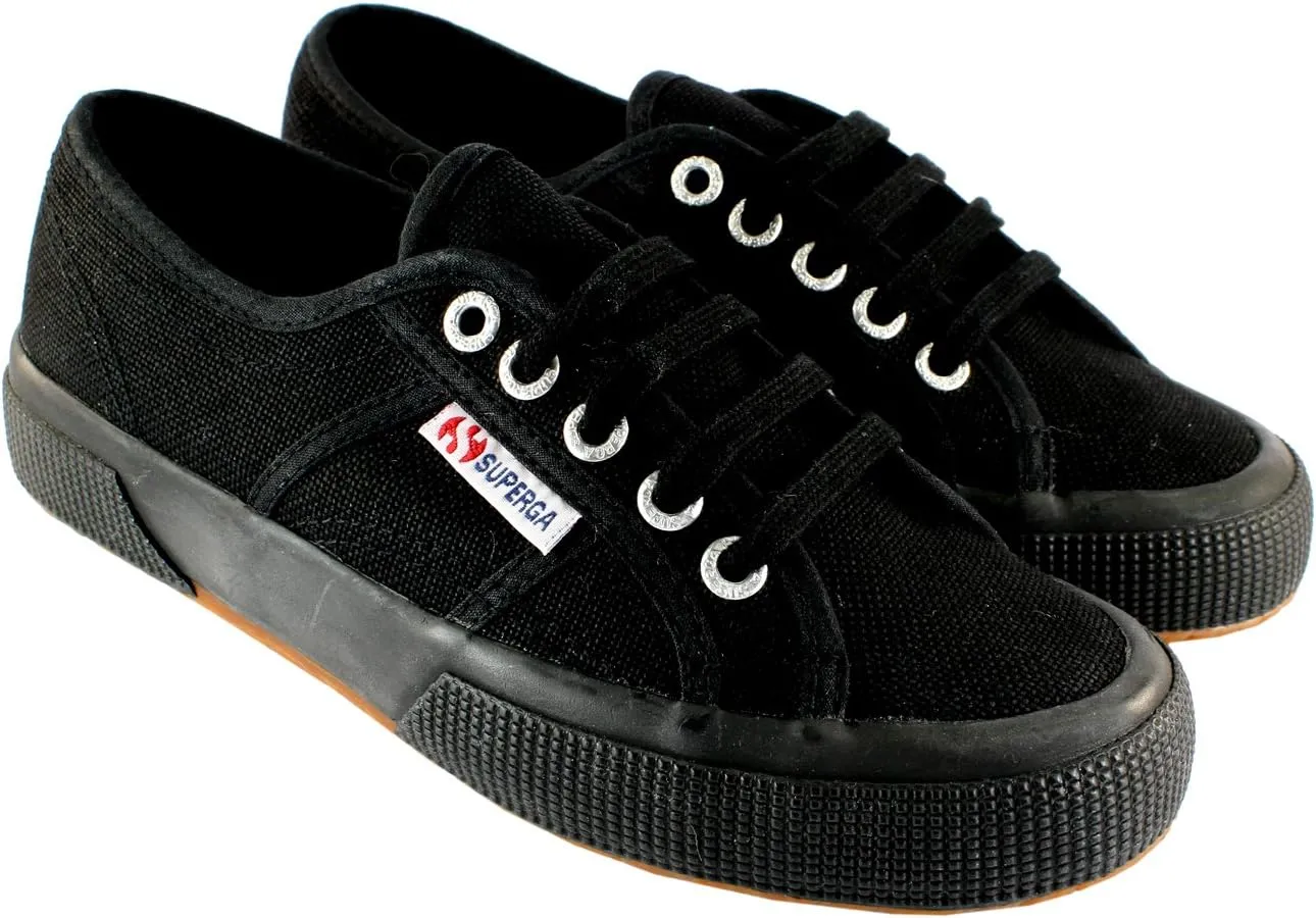 Superga Womens 2750 Cotu Classic Canvas Low Cut Retro Plimsoll Trainers - Black - 5.5