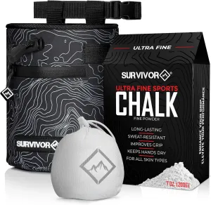 SURVIVOR Chalk Bag   Refillable Chalk Ball   200g Ultra Fine Climbing Chalk Powder Bundle