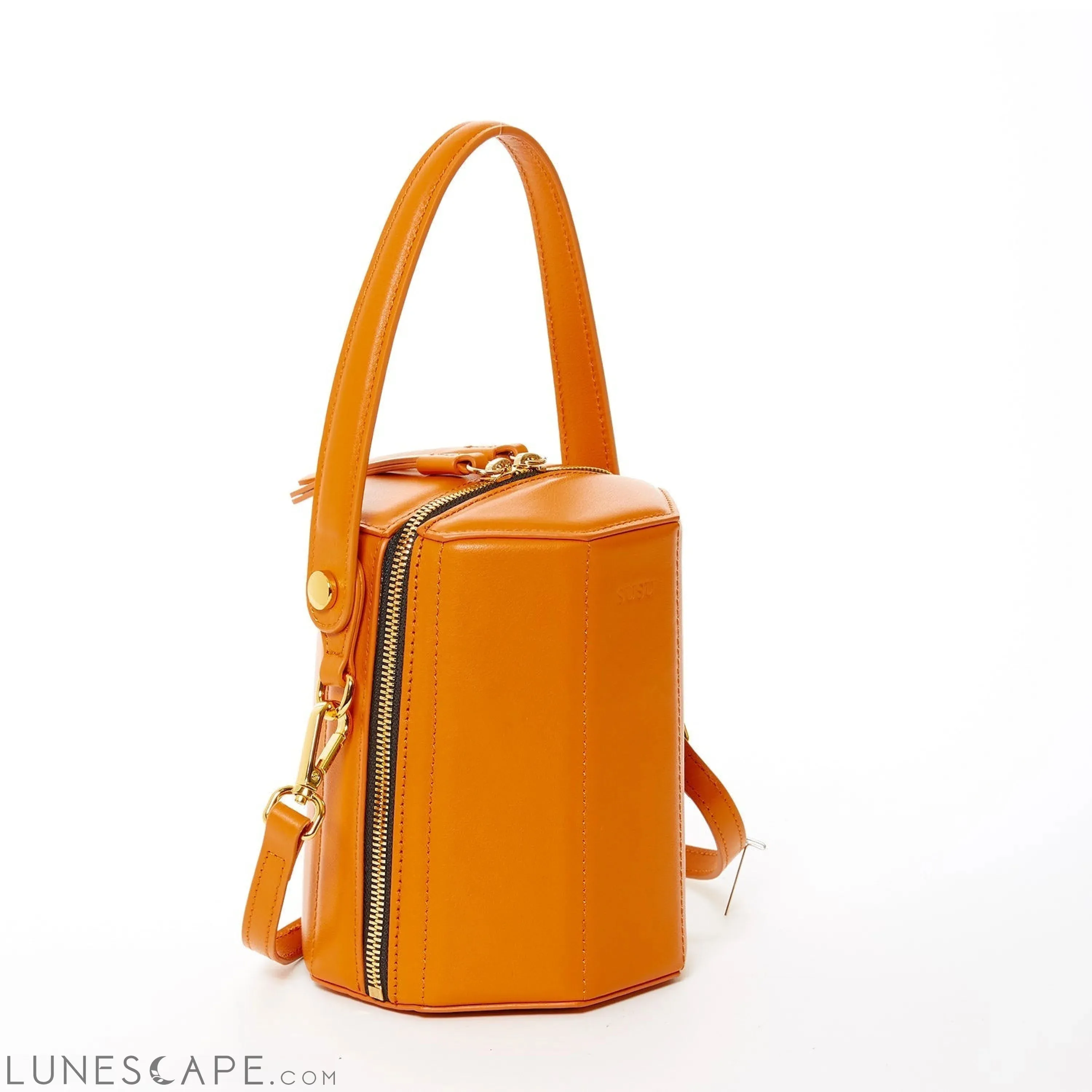 SUSU the Harper Orange Leather Bucket Bag