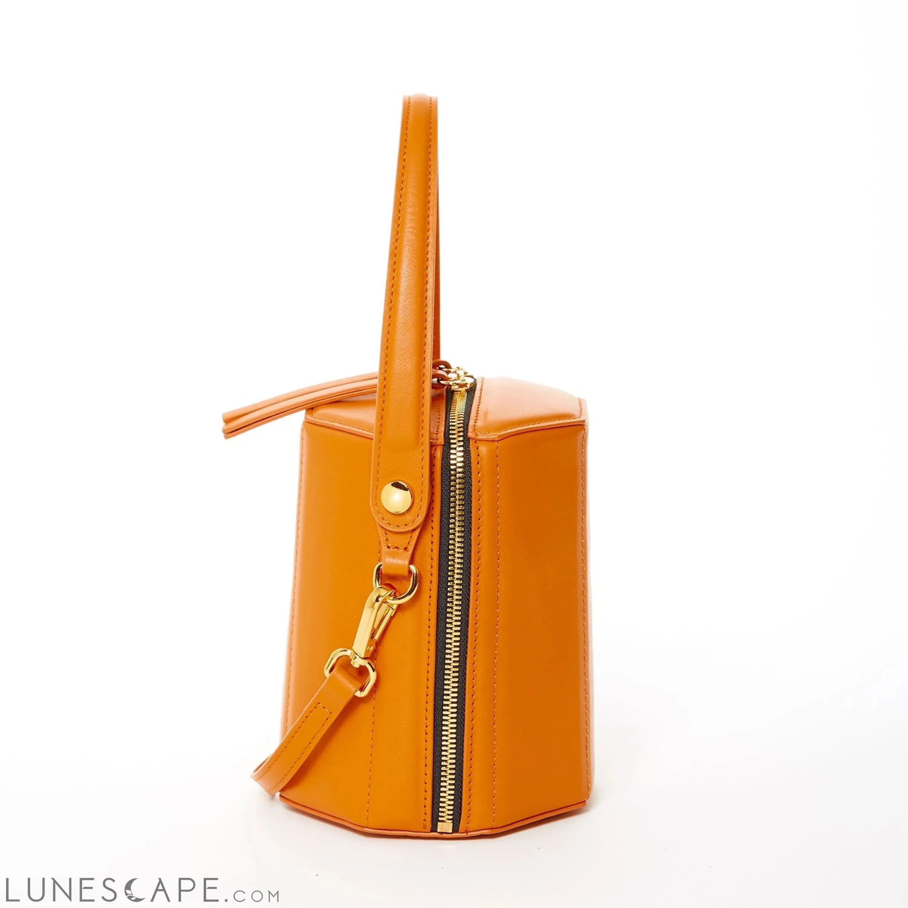 SUSU the Harper Orange Leather Bucket Bag