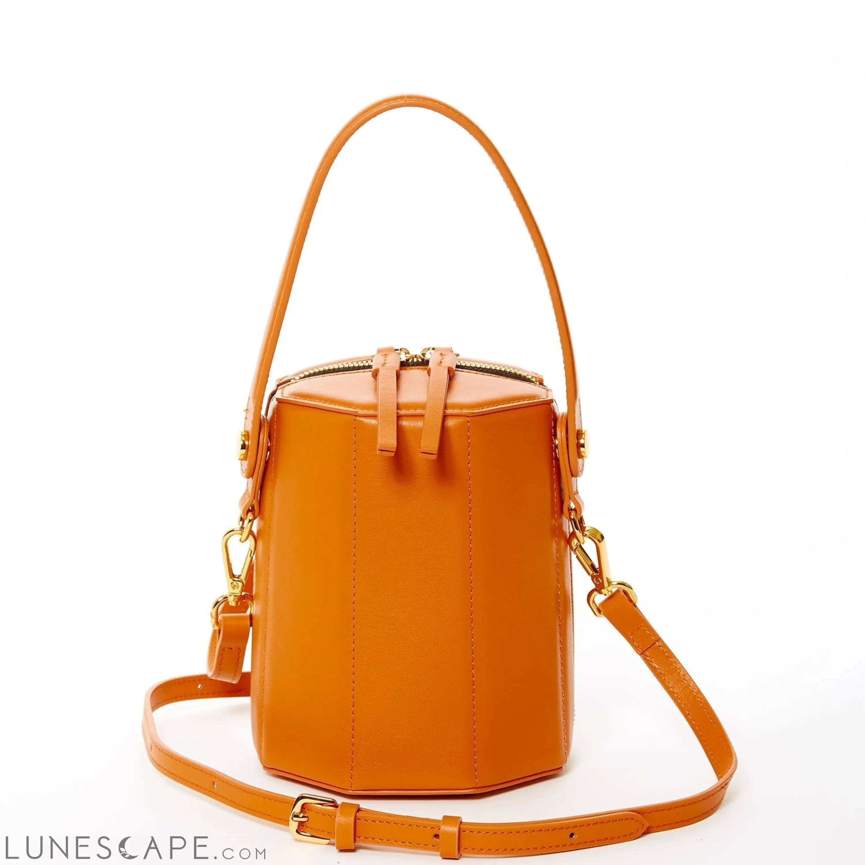 SUSU the Harper Orange Leather Bucket Bag