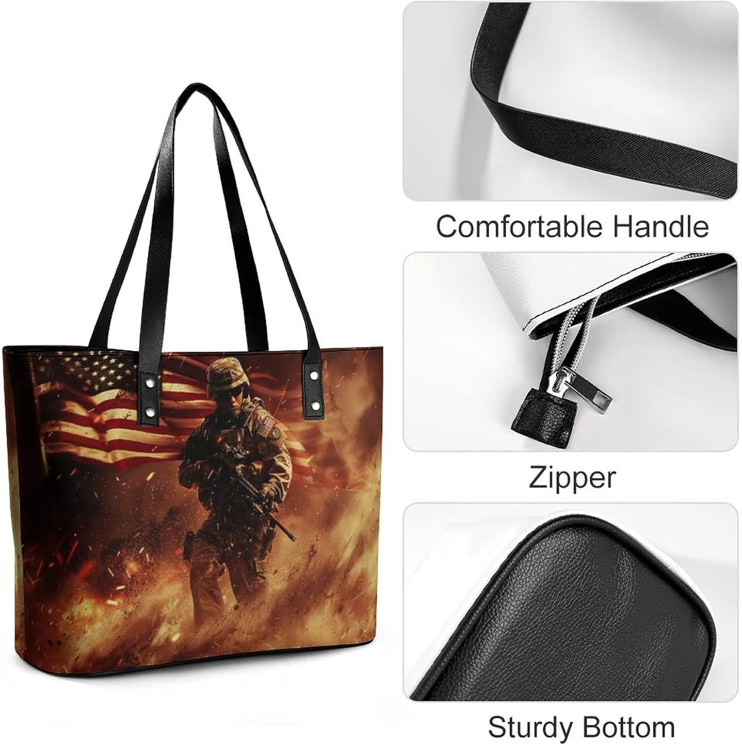 Swiss And American Flag Women Soft Leather Handbags Tote Purses Shoulder Bucket Bags