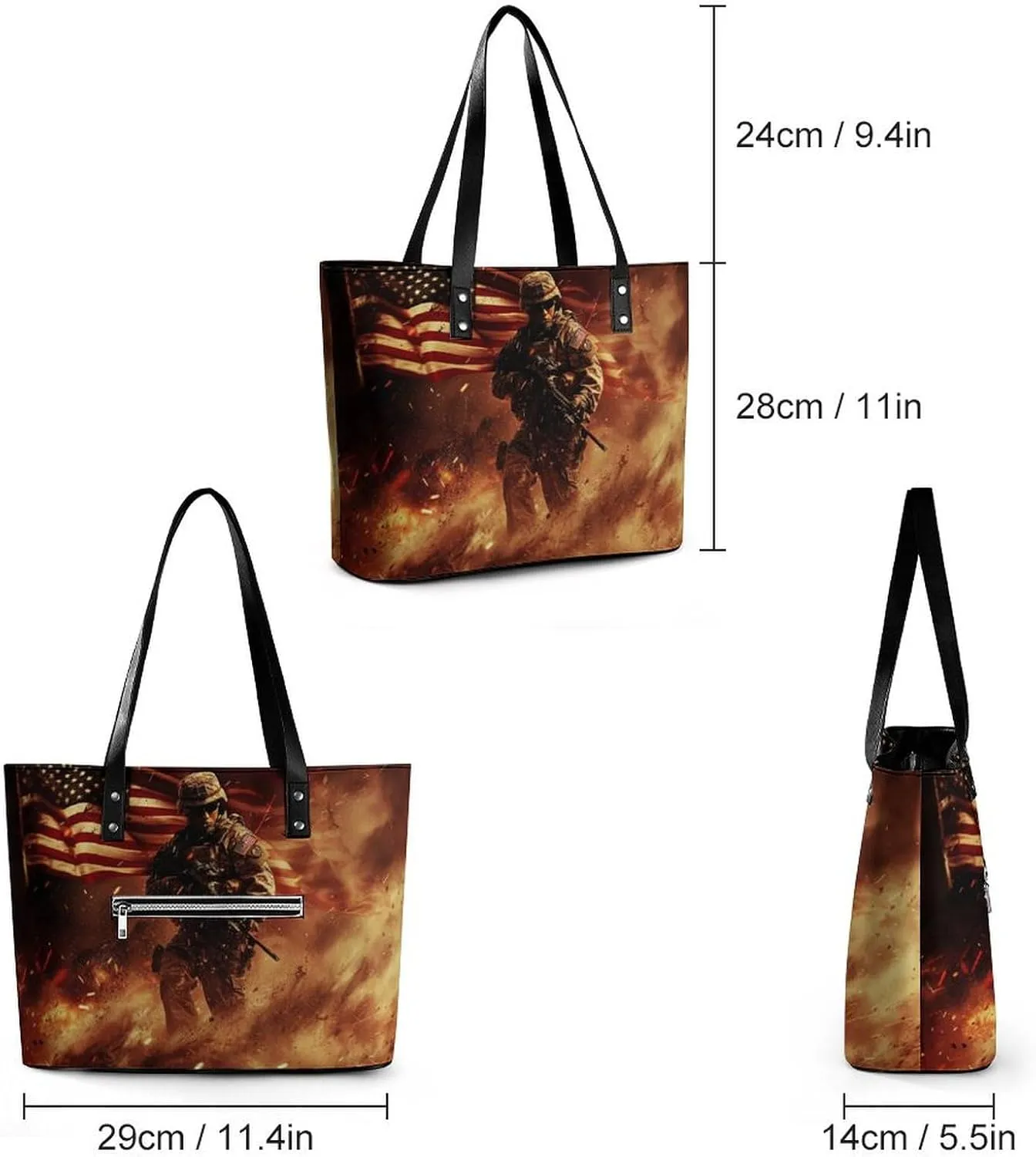 Swiss And American Flag Women Soft Leather Handbags Tote Purses Shoulder Bucket Bags