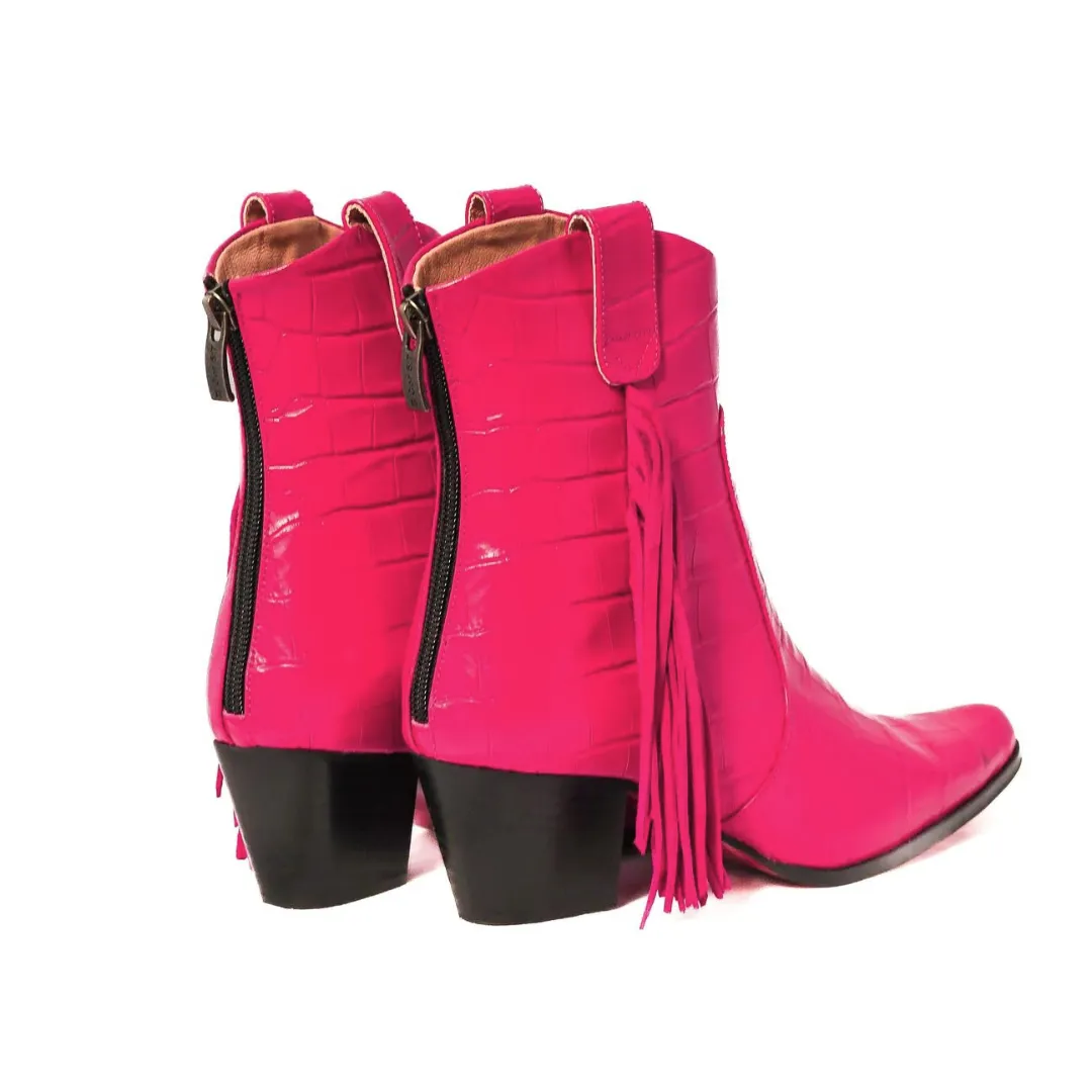 Sydney Pink Fringe Bootie