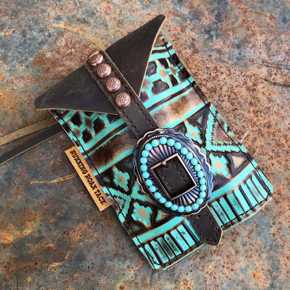 Tan Aztec Mini Saddle Bag with Your Choice of Buckle and Fringe for Phone, Keys, Roping Powder, etc